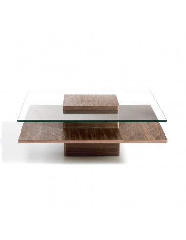 MESA DE CAFÉ QUADRADA MIKO 100, VIDRO, NOZ