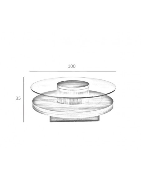MESA CENTRO REDONDA MIKO 100, CRISTAL, NOGAL