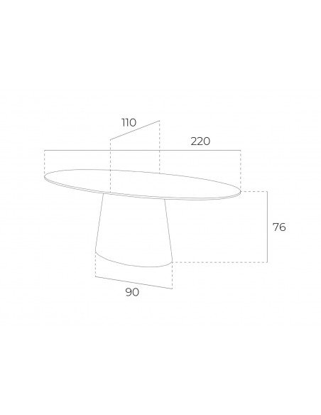 MESA DE COMEDOR OVALADA KING 220x110, madera NOGAL