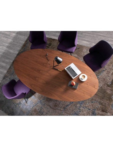 MESA DE COMEDOR OVALADA KING 220x110, madera NOGAL