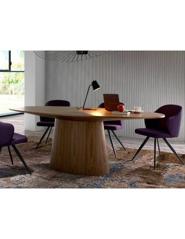 MESA DE COMEDOR OVALADA KING 220x110, madera NOGAL