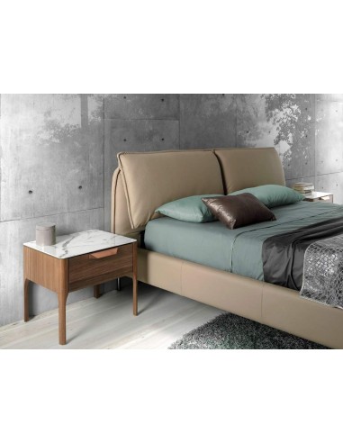 Mesa de cabeceira Enigma FIBRA efeito mármore, nogueira