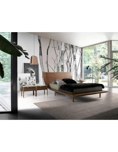 MESITA NOCHE Enigma FIBRA EFECTO MÁRMOL, NOGAL