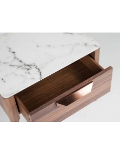 Mesa de cabeceira Enigma FIBRA efeito mármore, nogueira 2