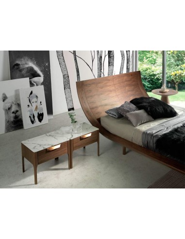 Mesa de cabeceira Enigma FIBRA efeito mármore, nogueira