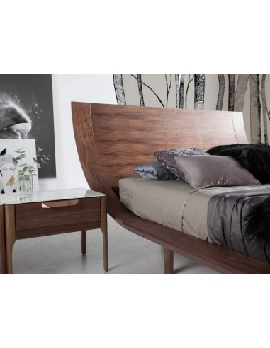 Mesa de cabeceira Enigma FIBRA efeito mármore, nogueira