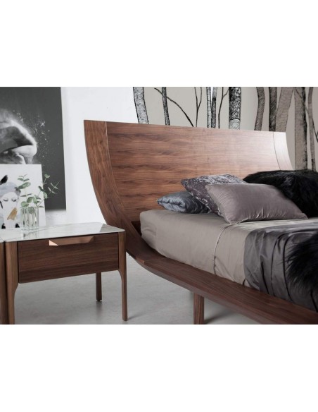 MESITA NOCHE Enigma FIBRA EFECTO MÁRMOL, NOGAL