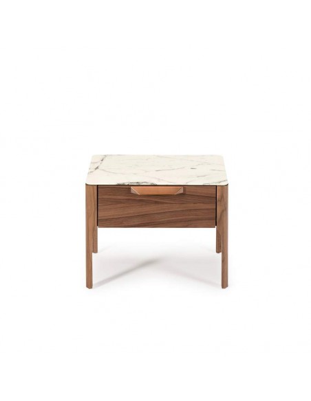 Mesa de cabeceira Enigma FIBRA efeito mármore, nogueira