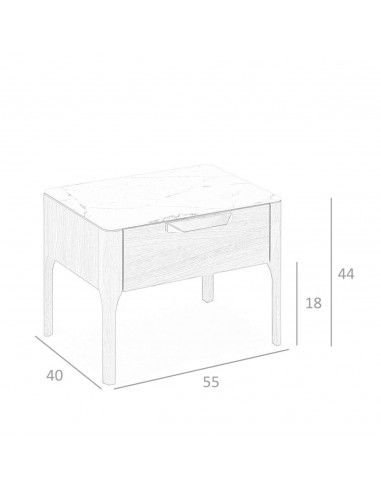 MESITA NOCHE Enigma FIBRA EFECTO MÁRMOL, NOGAL