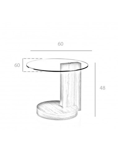 MESA DE CANTO LEA 60, NOGUEIRA E TAMPA DE VIDRO