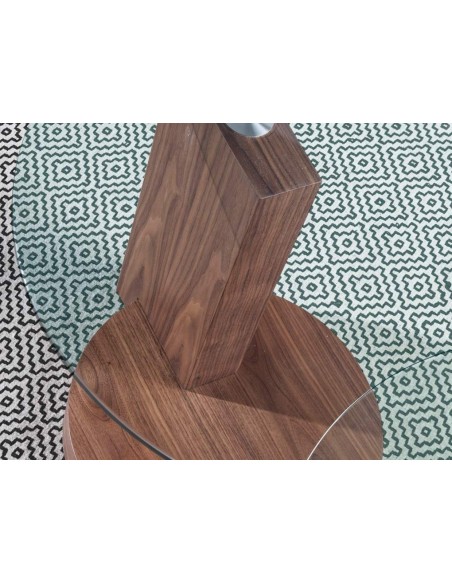 MESITA DE RINCÓN LEA 60, NOGAL Y TAPA DE CRISTAL