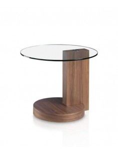 MESA DE CANTO LEA 60, NOGUEIRA E TAMPA DE VIDRO