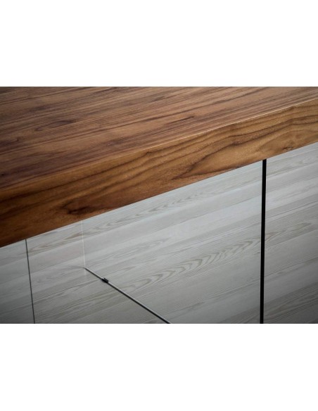 Mesa de jantar Fantasy 200x100, madeira nogueira, vidro