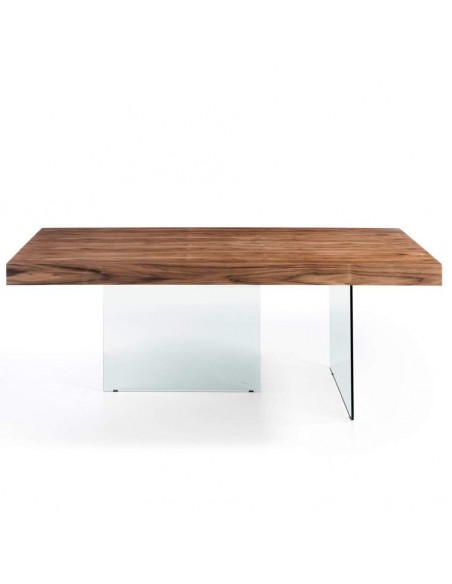 Mesa de jantar Fantasy 200x100, madeira nogueira, vidro