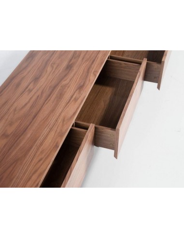 Armário TV Neon 188x45, madeira Nogueira e vidro