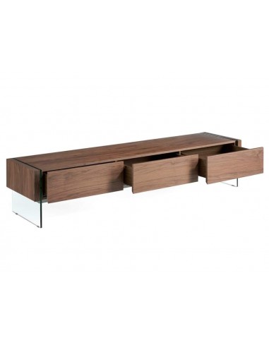 MUEBLE TV Neon 188x45, MADERA NOGAL Y CRISTAL