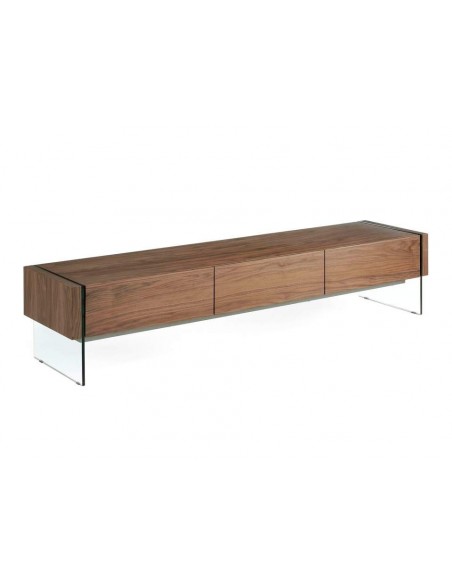 MUEBLE TV Neon 188x45, MADERA NOGAL Y CRISTAL