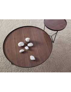 Mesa de café redonda Venus 100, Nogueira e aço preto 2