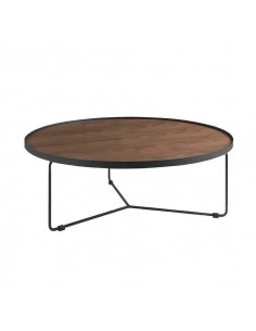 Mesa de café redonda Venus 100, Nogueira e aço preto