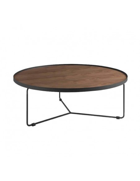 MESA CENTRO REDONDA Venus 100, NOGAL Y ACERO NEGRO