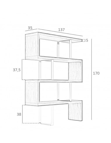 Estante leia 130X170, Nogueira e aço CROMADO