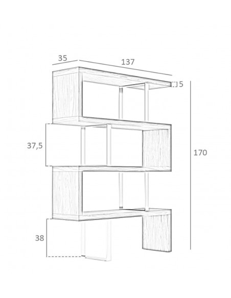 Estante leia 130X170, Nogueira e aço CROMADO Estante leia 130X170, Nogueira e aço CROMADO
