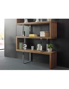 Estante leia 130X170, Nogueira e aço CROMADO 2