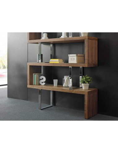 Estante leia 130X170, Nogueira e aço CROMADO