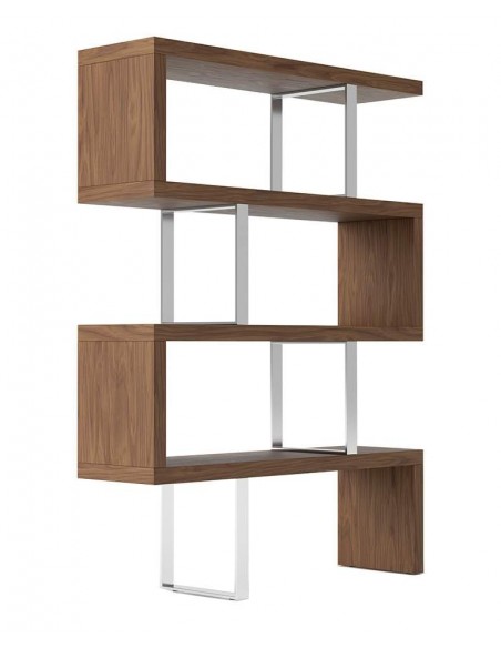 ESTANTERÍA LEA 130x170, NOGAL Y ACERO CROMADO ESTANTERÍA LEA 130x170, NOGAL Y ACERO CROMADO