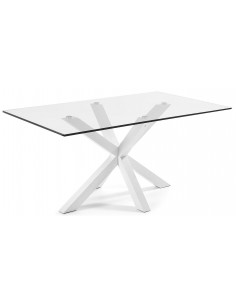 Mesa de diseño Argo 160x90, cristal y patas de acero...