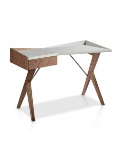 Mesa Escritório Babylon 120x60 noz, tampa cinza pérola