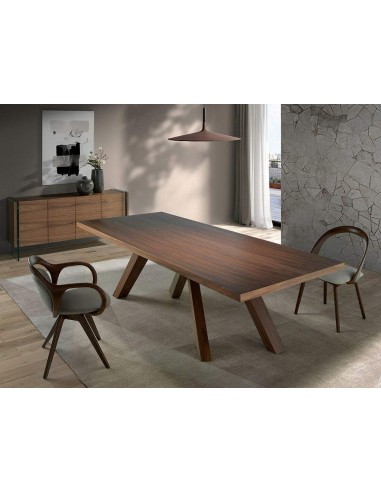 APARADOR moderno Neon 170x43, madera NOGAL Y CRISTAL