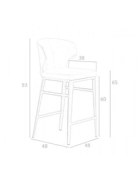 TABURETE moderno Tears, POLIPIEL vison, ACERO BRONCE