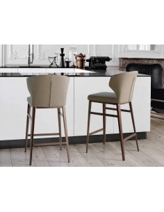 Tamborete Moderno Tears, polipiel vison, aço bronze 2