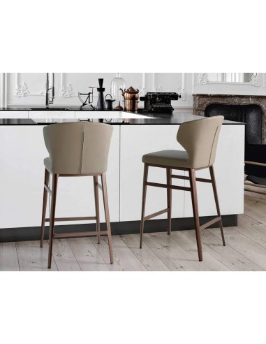 TABURETE moderno Tears, POLIPIEL vison, ACERO BRONCE