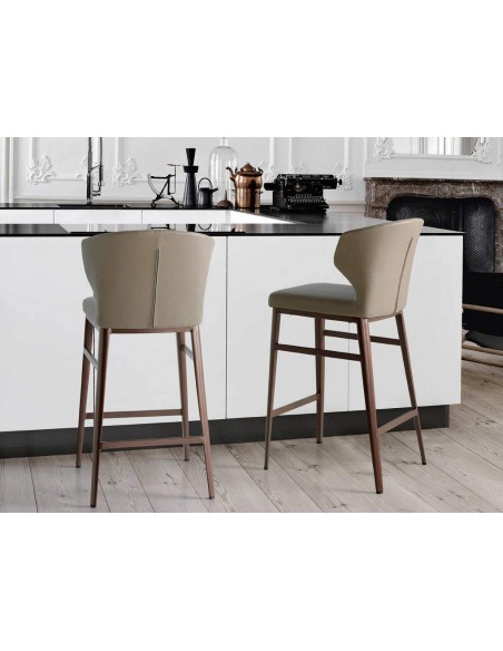 Tamborete Moderno Tears, polipiel vison, aço bronze