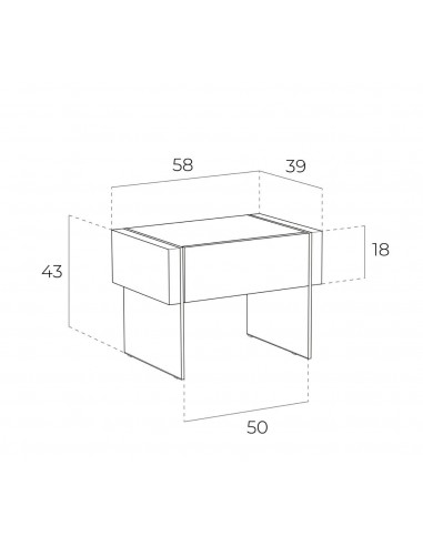 MESITA NOCHE NEON 58x39, MADERA NOGAL Y CRISTAL
