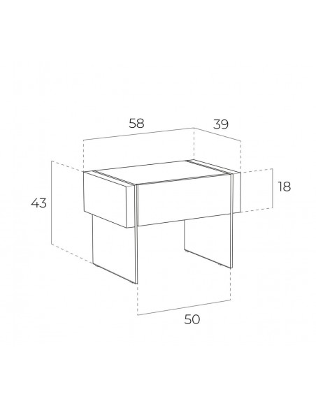 Mesa de cabeceira NEON 58X39, madeira Nogueira e vidro Mesa de cabeceira NEON 58X39, madeira Nogueira e vidro