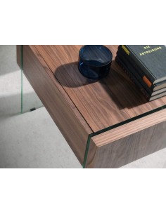 Mesa de cabeceira NEON 58X39, madeira Nogueira e vidro 2