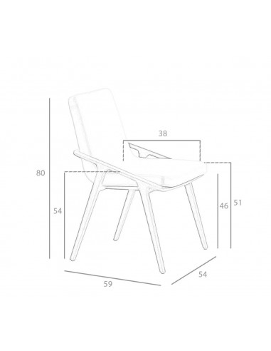 SILLA de diseño WALL, POLIPIEL taupe, NOGAL