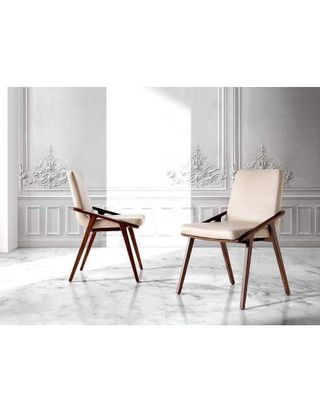 SILLA de diseño WALL, POLIPIEL taupe, NOGAL SILLA de diseño WALL, POLIPIEL taupe, NOGAL
