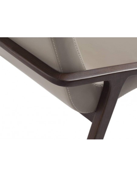 Cadeira de design de parede, taupe de couro, nogueira Cadeira de design de parede, taupe de couro, nogueira