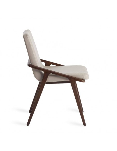 SILLA de diseño WALL, POLIPIEL taupe, NOGAL SILLA de diseño WALL, POLIPIEL taupe, NOGAL