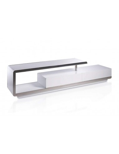 Armário TV Senjutsu 200x40, branco e aço CROMADO