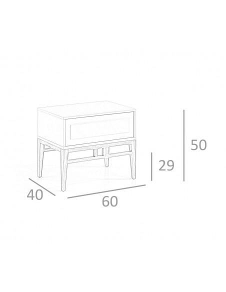 Mesa de cabeceira SOTO 50x40, madeira cinza e nogueira Mesa de cabeceira SOTO 50x40, madeira cinza e nogueira