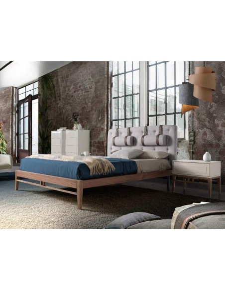 Mesa de cabeceira SOTO 50x40, madeira cinza e nogueira Mesa de cabeceira SOTO 50x40, madeira cinza e nogueira