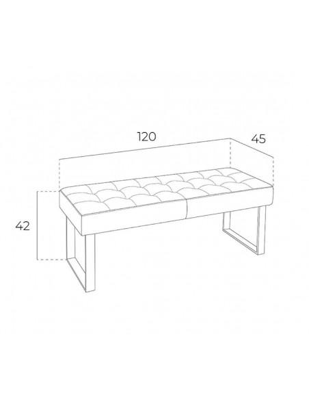 BANQUETA PIÉ DE CAMA MATI 120x45, POLIPIEL blanca, ACERO BANQUETA PIÉ DE CAMA MATI 120x45, POLIPIEL blanca, ACERO