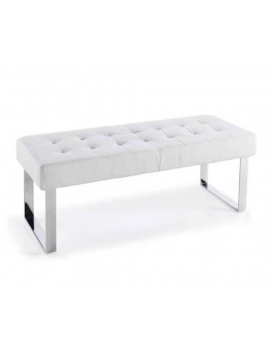 BANQUETA pé de CAMA MATI 120X45, couro sintético branco, aço