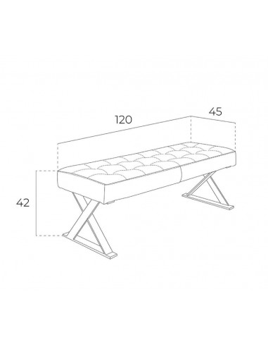 BANQUETA PIÉ DE CAMA NATI 120x45, POLIPIEL blanca, ACERO