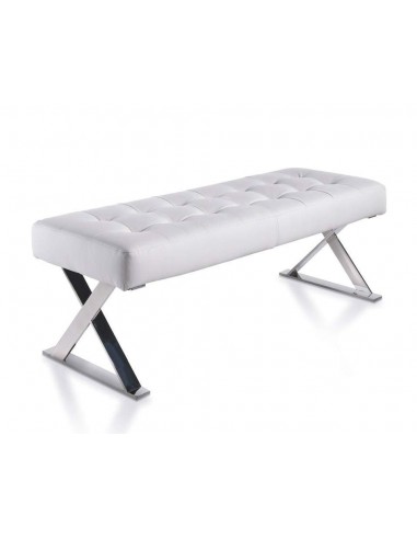 BANQUETA pé de CAMA NATI 120X45, couro sintético branco, aço